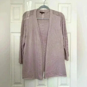 Lety & Me dusty Rose Pink crochet eyelets light weight open cardigan Size 2X